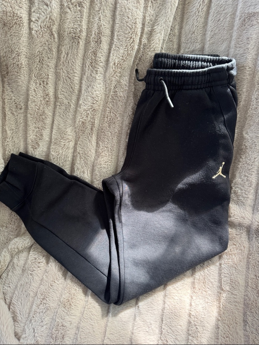 Nike Black Jogger Sweatpants with Gold Jumpman Logo